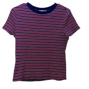 Red, Navy Blue, and grey tee shirt No boundaries